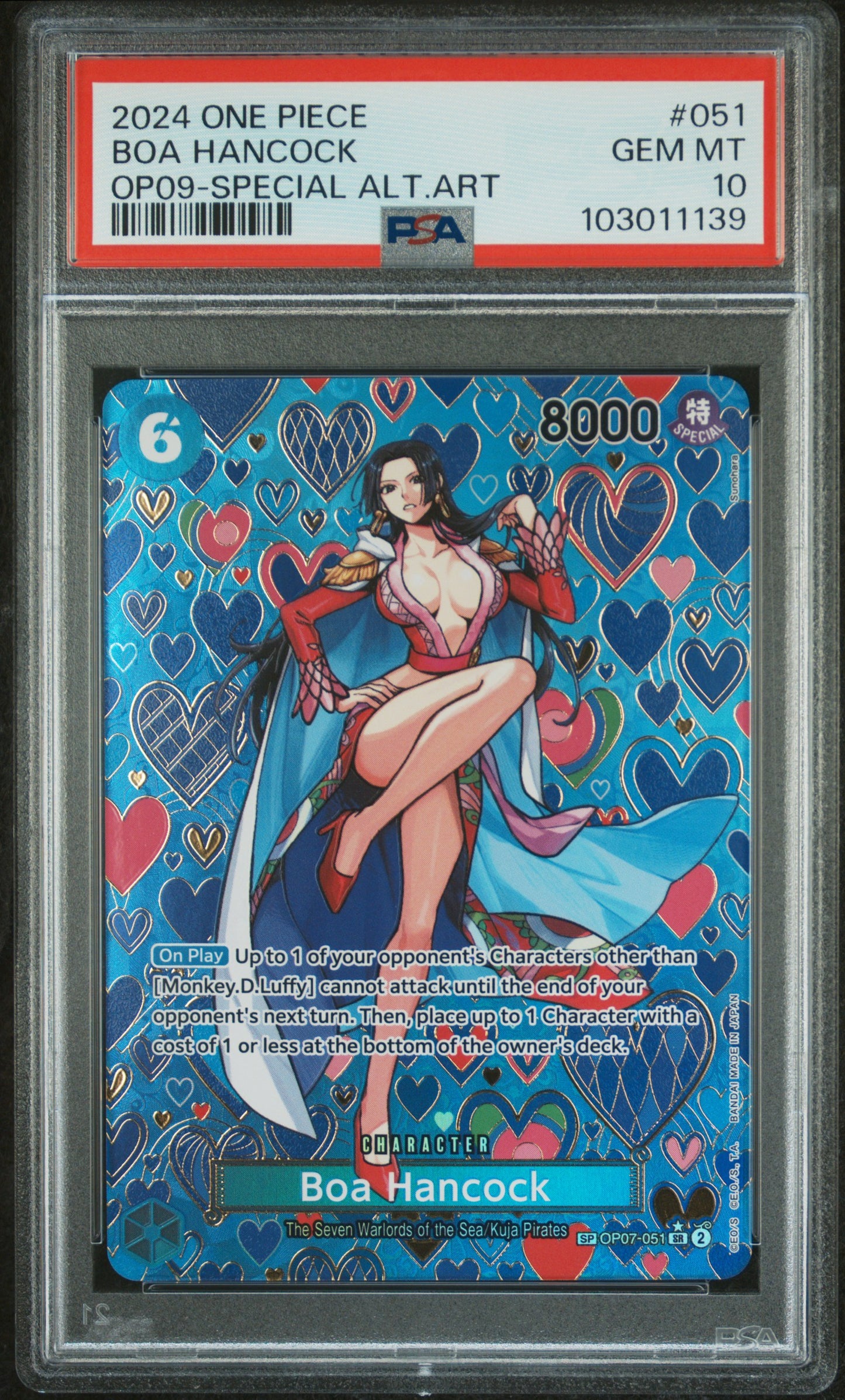 BOA HANCOCK SPECIAL ALTERNATE ART 2024 ONE PIECE OP09-EMPERORS IN THE NEW WORLD PSA GEM MT 10