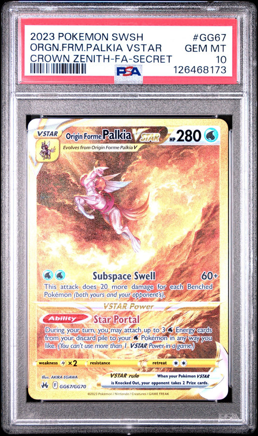 ORGN.FRM.PALKIA VSTAR CROWN ZENITH-FA-SECRET 2023 POKEMON SWORD AND SHIELD CROWN ZENITH PSA GEM MT 10