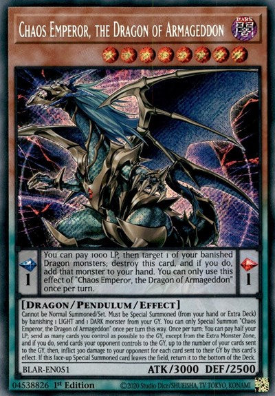 Chaos Emperor, the Dragon of Armageddon [BLAR-EN051] Secret Rare