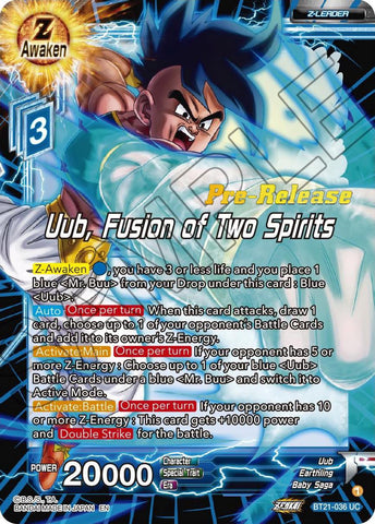 Uub, Fusion of Two Spirits (BT21-036) [Wild Resurgence Pre-Release Cards]