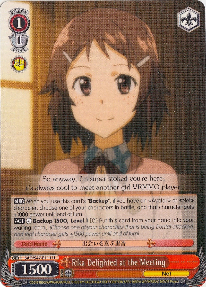 Rika Delighted at the Meeting (SAO/S47-E111 U) [Sword Art Online Re: Edit]
