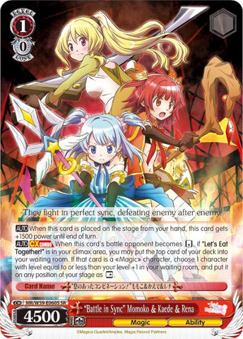 "Battle in Sync" Momoko & Kaede & Rena (MR/W59-E060S SR) [Magia Record: Puella Magi Madoka Magica [Side Story] (Mobile)]