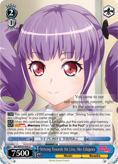 Striving Towards the Live, Ako Udagawa (BD/WE35-E43 U) (Parallel Foil) [Poppin'Party x Roselia]