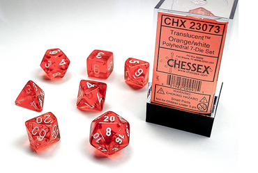 Dice 7ct Trans Orange/White