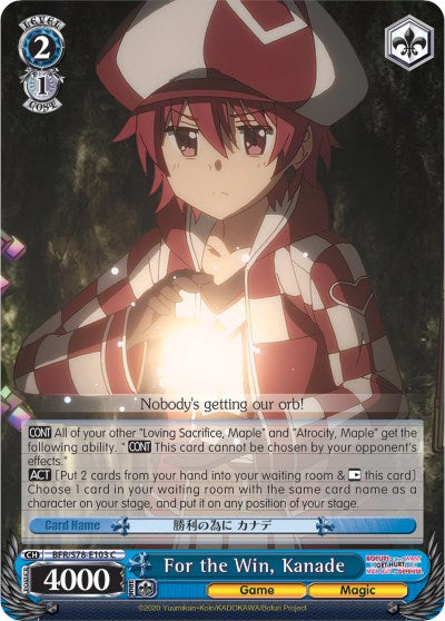 For the Win, Kanade (BFR/S78-E103 C) [BOFURI: I Don't Want to Get Hurt, so I'll Max Out My Defense]