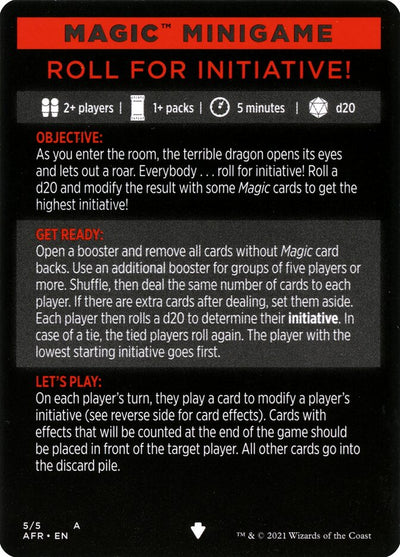 Roll for Initiative (Magic Minigame) [Dungeons & Dragons: Adventures in the Forgotten Realms Minigame]