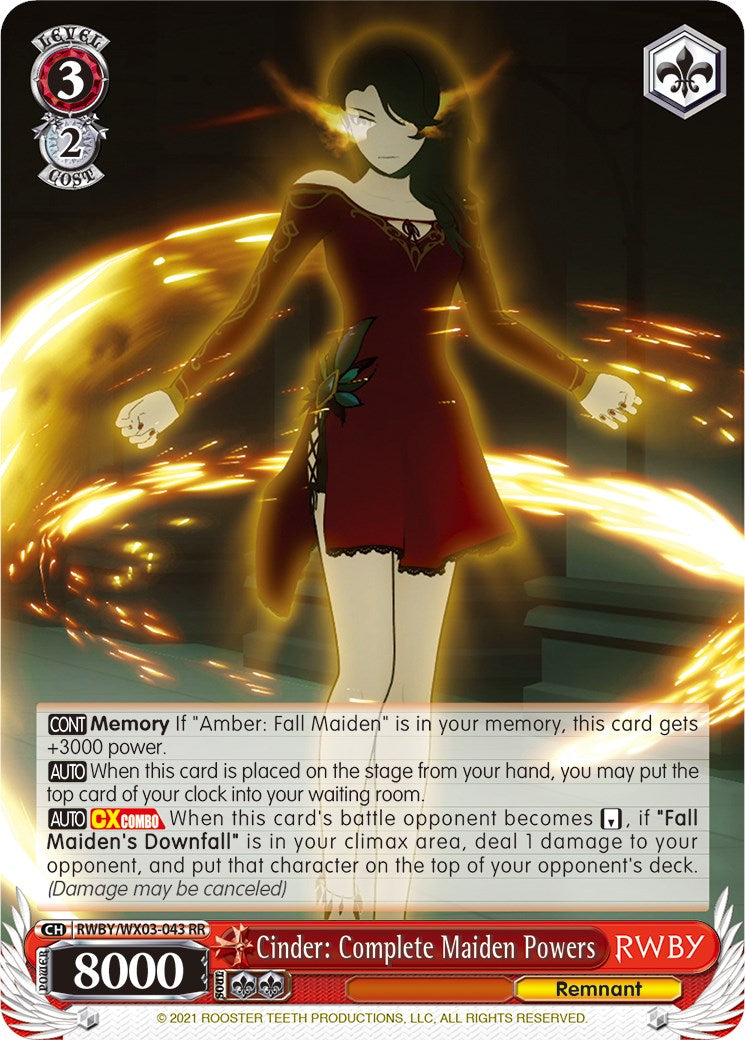 Cinder: Complete Maiden Powers (RWBY/WX03-043 RR) [RWBY]